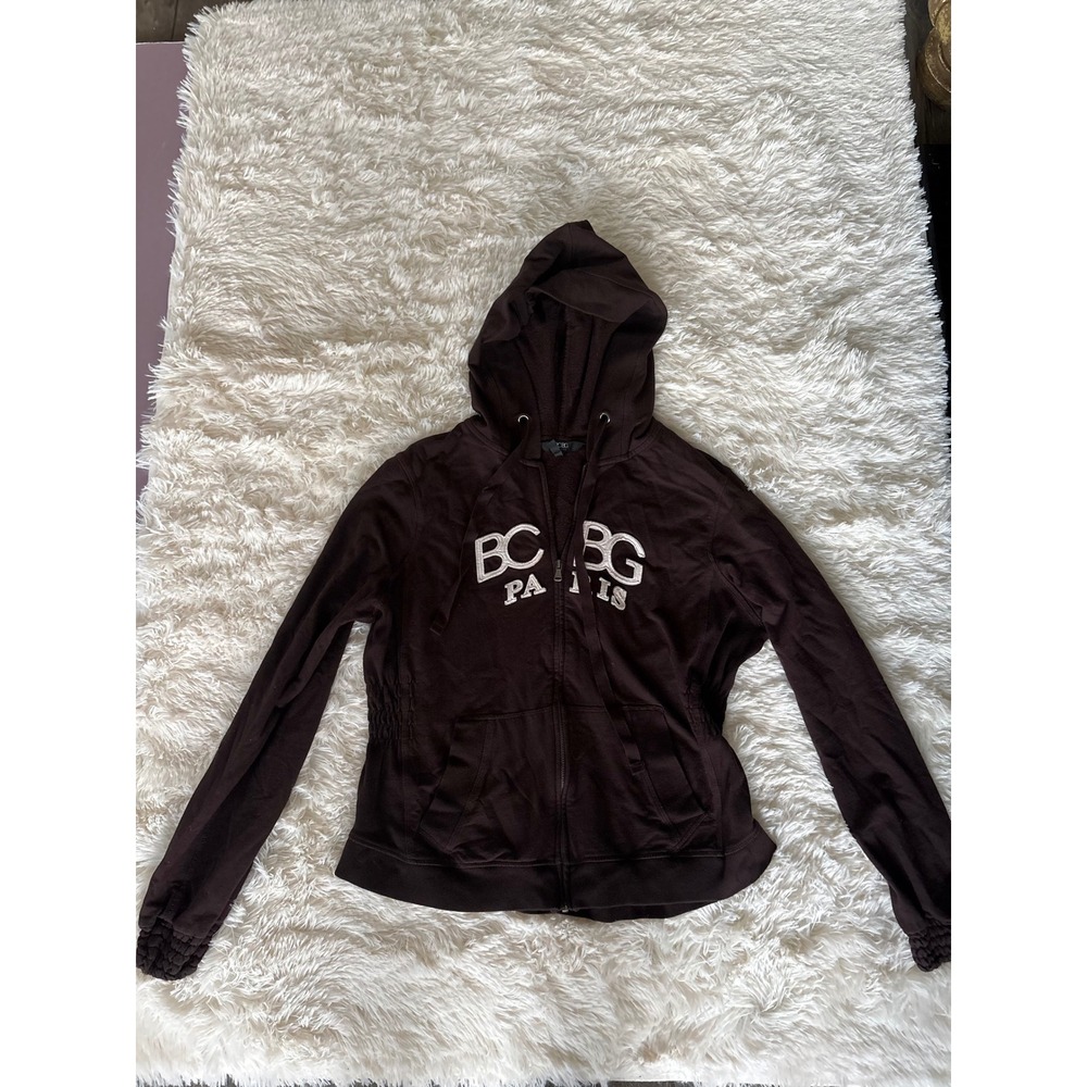 BCBG‎ Paris Brown Full Zip Hoodie Sweatshirt Women's XL